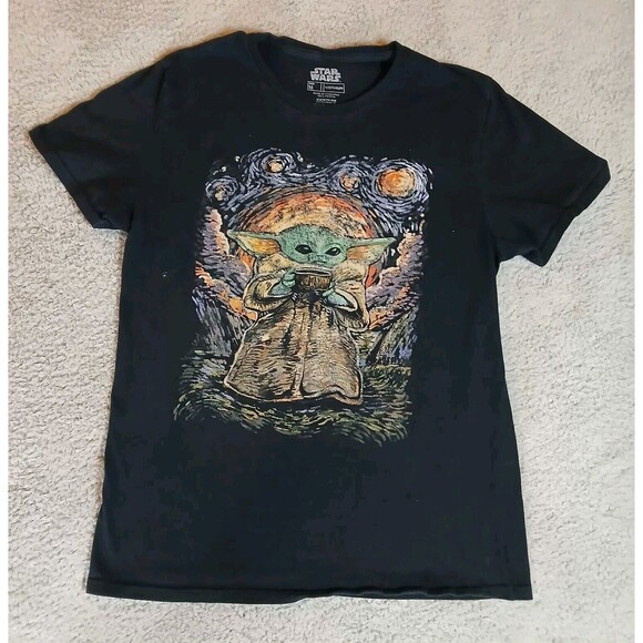 Star Wars Baby Yoda T-SHIRT Mens Size Medium Black Short Sleeve - Picture 1 of 5